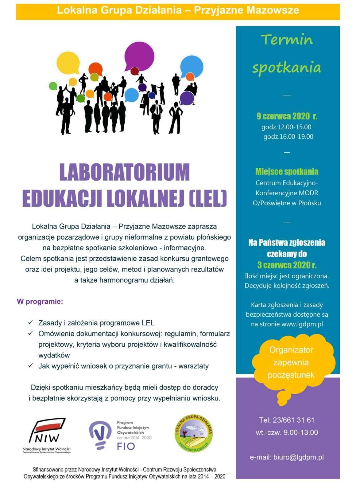 Laboratorium Edukacji Lokalnej – LGD – Przyjazne Mazowsze zaprasza na spotkanie