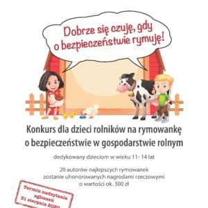 KRUS: konkurs dla dzieci na rymowankę o bezpieczeństwie w rolnictwie